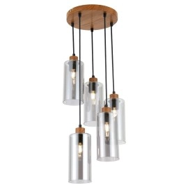 Piekaramā lampa AMIRA Ø100×1500 mm 1×E27 dūma stikls melna (VIVALUX)