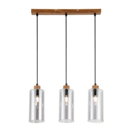 Piekaramā lampa AMIRA Ø100×1500 mm 1×E27 dūma stikls melna (VIVALUX)