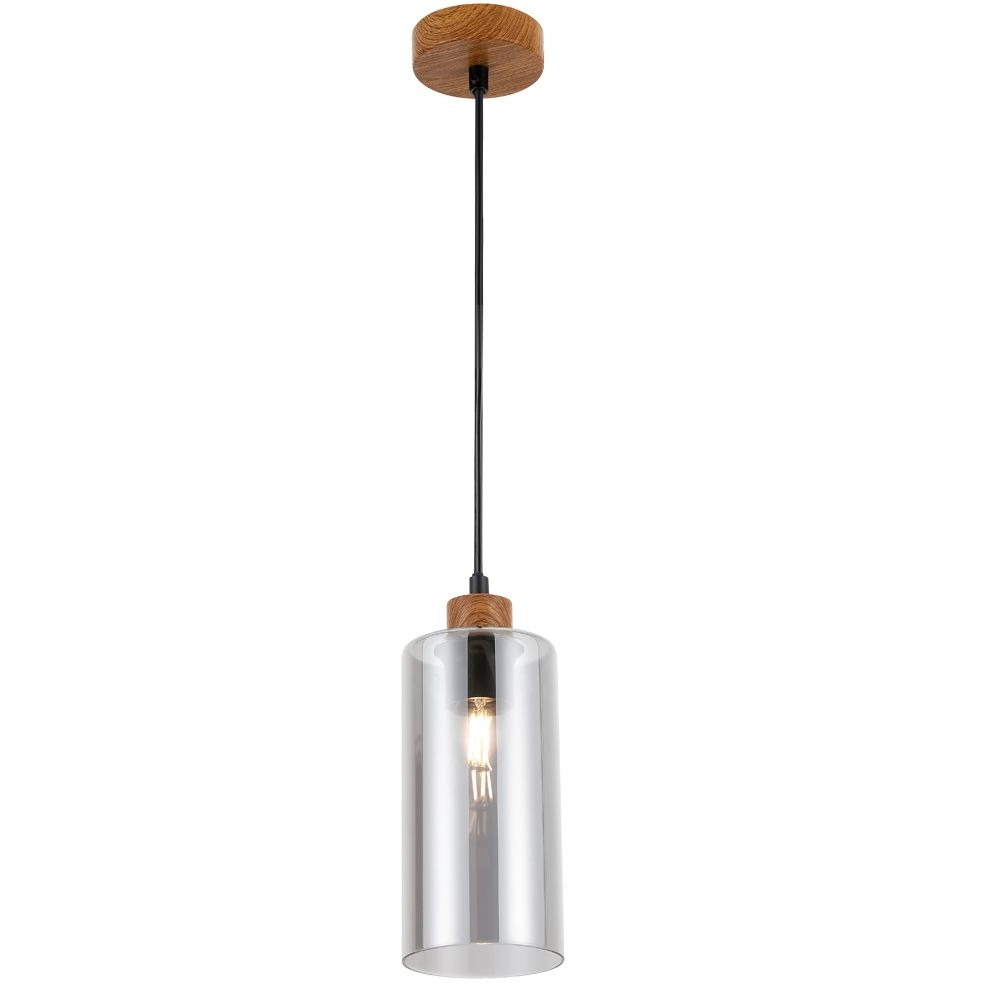 Piekaramā lampa AMIRA Ø100×1500 mm 1×E27 dūma stikls melna (VIVALUX)