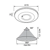 SIERRA MW36-W mikroviļņu kustības sensors IP20 360° balts (VIVALUX)