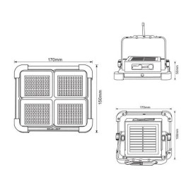 ZEIN SOLAR LED pārnēsājams saules darba prožektors 850lm, IP44 (VIVALUX)