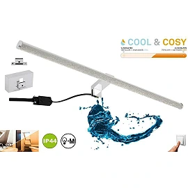 Cool & Cozy bathroom LED mirror light with crystal, plastic-metal chrome, 2242-118