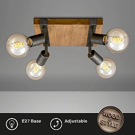 Basic Wood lamp, 4xE27, 25W, 2900-041