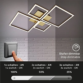 FRAME LED ceiling light gold-brown, 44W 3000K dimmable (Briloner)