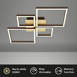 FRAME LED ceiling light gold-brown, 44W 3000K dimmable (Briloner)