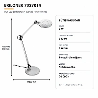 CCT LED desk lamp 9W 930lm touch dimmable silver (Briloner 7027014)