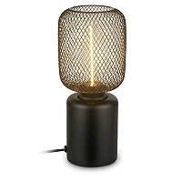 Rist table lamp with wire mesh, E27, 4W, 1800K, black (Briloner 7583015)