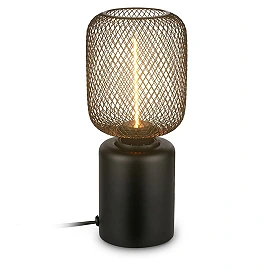 Rist table lamp with wire mesh, E27, 4W, 1800K, black (Briloner 7583015)