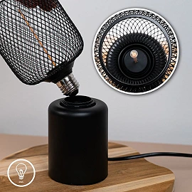 Rist table lamp with wire mesh, E27, 4W, 1800K, black (Briloner 7583015)