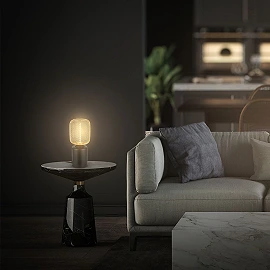 Rist table lamp with wire mesh, E27, 4W, 1800K, black/gold (Briloner 7583017)