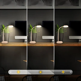Megg LED desk lamp, 8W, 800lm, 3000K, dimmable, beige (Briloner 7585011)