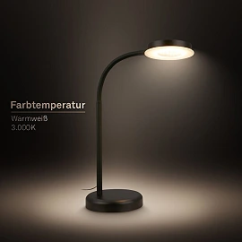 Megg LED desk lamp, 8W, 800lm, 3000K, dimmable, black (Briloner 7585015)