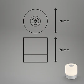 LED battery table lamp 7 cm, USB-C, 2 W, 150 lm, IP44, chrome