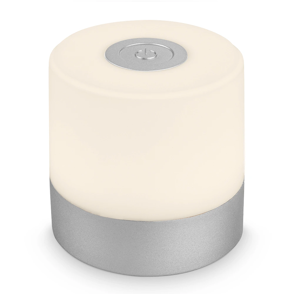 LED battery table lamp 7 cm, USB-C, 2 W, 150 lm, IP44, chrome
