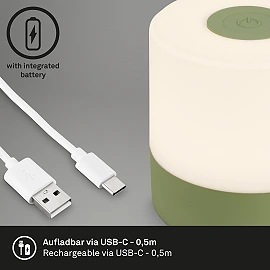 LED battery table lamp 7 cm, 2 W, 150 lm, IP44, green