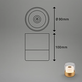 LED battery table lamp 10 cm, 2 W, 150 lm, IP44, gold