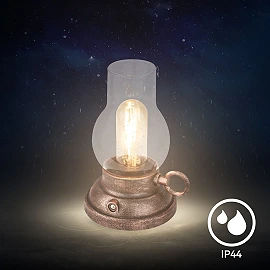 LED battery table lamp KANEA 10.5 cm, 1.5 W, 40 lm, 2700K, IP44, bronze (Briloner)