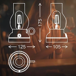 LED battery table lamp KANEA 10.5 cm, 1.5 W, 40 lm, 2700K, IP44, bronze (Briloner)