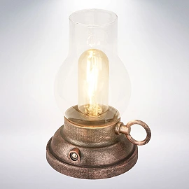 LED battery table lamp KANEA 10.5 cm, 1.5 W, 40 lm, 2700K, IP44, bronze (Briloner)