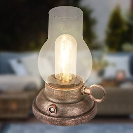 LED battery table lamp KANEA 10.5 cm, 1.5 W, 40 lm, 2700K, IP44, bronze (Briloner)