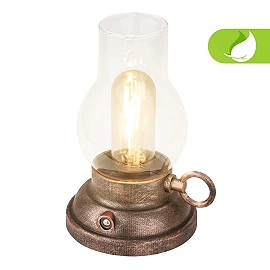 LED battery table lamp KANEA 10.5 cm, 1.5 W, 40 lm, 2700K, IP44, bronze (Briloner)