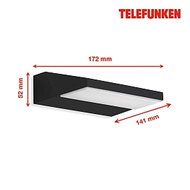 Telefunken LED outdoor wall light 17.2 cm, 10W, 1200lm, IP44, black