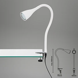Flexible clamp light ELASTI 60 cm, 1×GU10 (3 W, 250 lm), 3000K, IP20, white (Briloner)