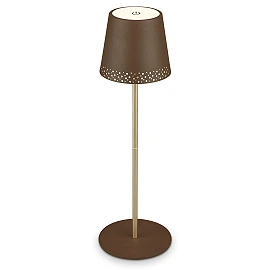 LED battery table lamp 38 cm, 2.6 W, 280 lm, IP44, brown/gold