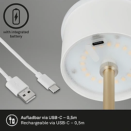 LED battery table lamp 38 cm, 2.6 W, 280 lm, IP44, brown/gold