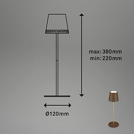 LED battery table lamp 38 cm, 2.6 W, 280 lm, IP44, brown/gold