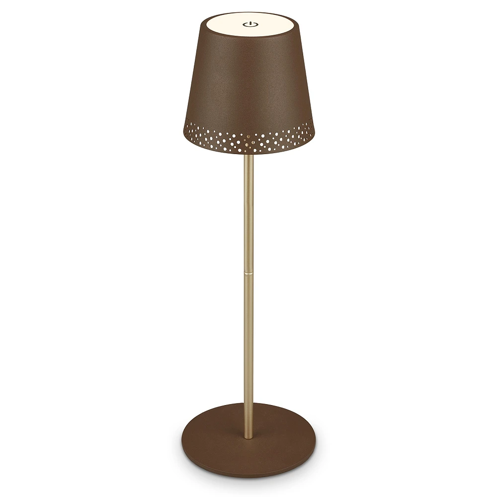 LED battery table lamp 38 cm, 2.6 W, 280 lm, IP44, brown/gold