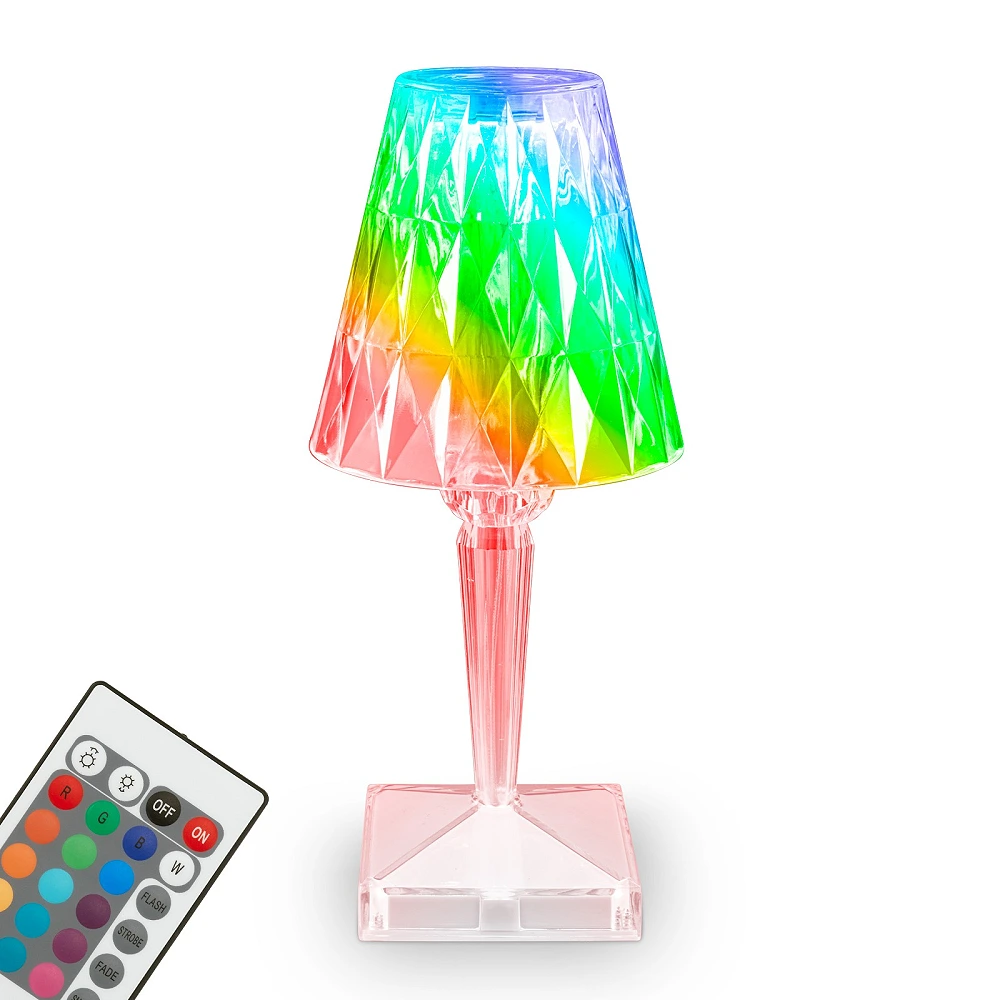 LED RGB battery table lamp 25.5 cm, 2.3 W, 65 lm, IP20, transparent (Briloner)