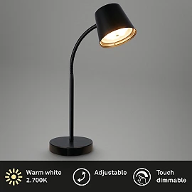 Briloner BIWO cordless LED table lamp 38.5 cm 5.5W 500lm 2700K black
