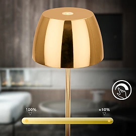Briloner SERINA Mini cordless LED table lamp Ø80×200 mm 2.5W 150lm 2700K IP44 touch dimmable gold