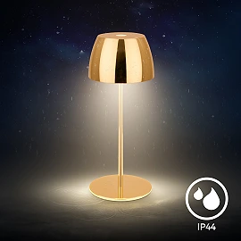 Briloner SERINA Mini cordless LED table lamp Ø80×200 mm 2.5W 150lm 2700K IP44 touch dimmable gold
