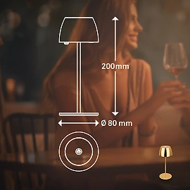 Briloner SERINA Mini cordless LED table lamp Ø80×200 mm 2.5W 150lm 2700K IP44 touch dimmable gold