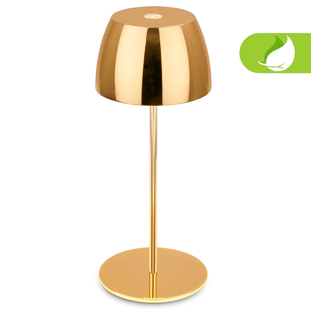 Briloner SERINA Mini cordless LED table lamp Ø80×200 mm 2.5W 150lm 2700K IP44 touch dimmable gold