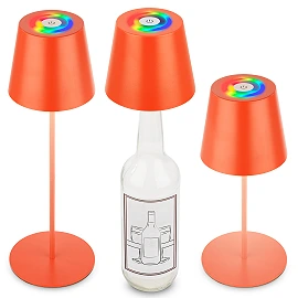 LED RGBW battery table lamp 12x36 cm, 2.5 W, 200 lm, IP44, orange, 3-in-1 bottle top (Briloner)