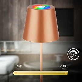 LED RGBW battery table lamp Calida 12×36 cm, 2.5 W, 200 lm, IP44, bronze