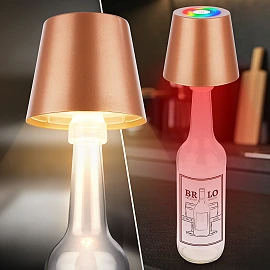 LED RGBW battery table lamp Calida 12×36 cm, 2.5 W, 200 lm, IP44, bronze