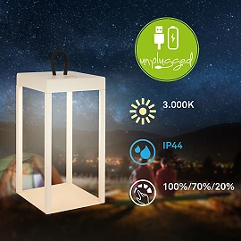 LED battery lantern LUCA 13x31.5 cm, 5 W, 450 lm, IP44, beige