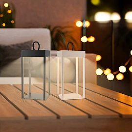 LED battery lantern LUCA 13x31.5 cm, 5 W, 450 lm, IP44, beige