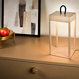 LED battery lantern LUCA 13x31.5 cm, 5 W, 450 lm, IP44, beige