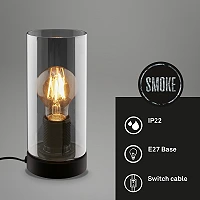 Table lamp with smoked glass shade 235 mm black (Briloner)
