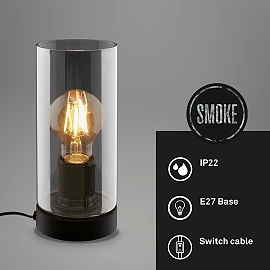 Table lamp with smoked glass shade 235 mm black (Briloner)