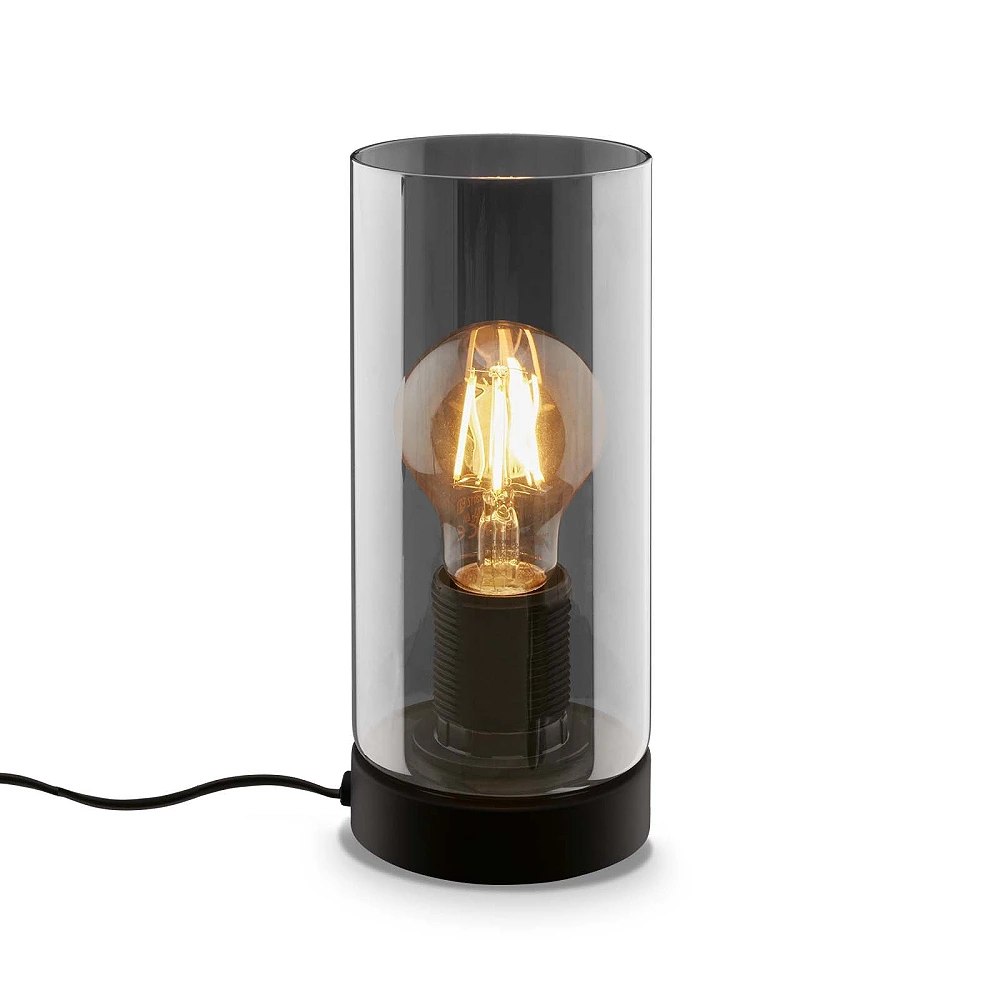 Table lamp with smoked glass shade 235 mm black (Briloner)