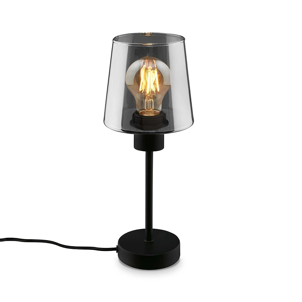Table lamp 35.5 cm, 1×E27 max. 10 W, black, smoked glass (Briloner)