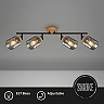Adjustable ceiling light bar HEMA, 68 cm, 4xE27, smoke glass, black/wood