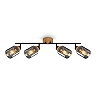 Adjustable ceiling light bar HEMA, 68 cm, 4xE27, smoke glass, black/wood