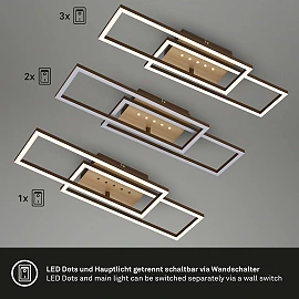 LED griestu lampa FRAME DOT 56 cm, 30 W, 2850 lm, IP20, brūni zeltīta (Briloner)